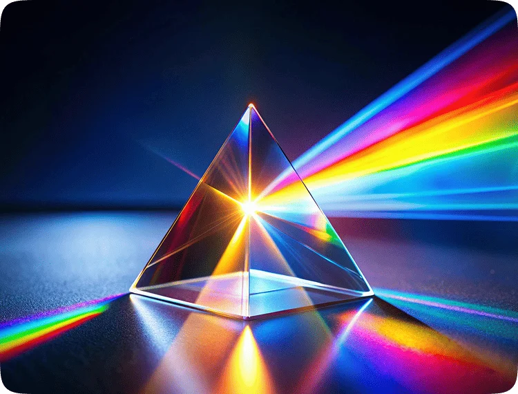 Prism refracting light into a spectrum