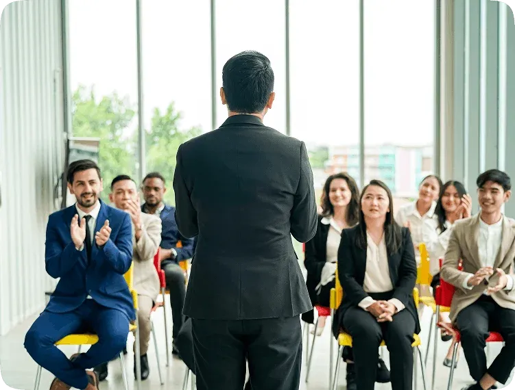 Speaker addressing an engaged audience